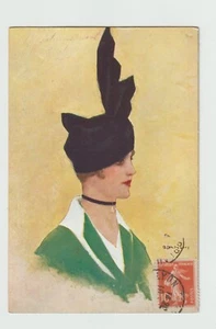 illustrator BIANCHI. Portrait Frau mit Hut CPA 819 - Bild 1 von 2