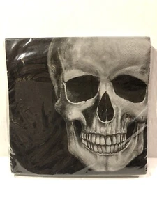 SERVILLETAS DE ALMUERZO HALLOWEEN (18) - CRÁNEO - Esqueleto / Negro - Sellado - Imagen 1 de 1