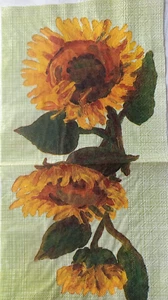9 Servietten,gemalte Sonnenblumen,Serviettentechnik,Decoupage, 1/2 Motivgröße - Bild 1 von 4