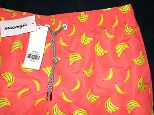 NEW MAAMGIC SWIM SHORTS TRUNKS SZ M MENS BANANA ORANGE QUICK DRY MESH LINED NWT - Picture 1 of 7