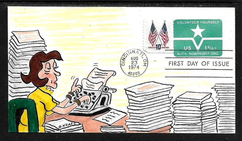 U568 1.8c Stamp (1974) GREAT NON-PROFIT VOLUNTEERS FDC HD/HP FROM BEN KRAFT - Image 1 of 1