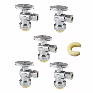 VÁLVULA DE ÁNGULO DE COMPRESIÓN EFIELD 5 PIEZAS 1/2"" PUSH FIT X 3/8"" OD 1/4 VUELTA - Imagen 1 de 4