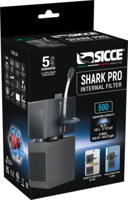 SICCE Shark PRO 500 - Innenfilter der neusten Generation für Aquarien bis 140 L