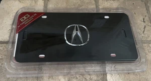 ACURA RAISED LOGO License Plate Stainless Steel BLACK Au-Tomotive Gold Licensed - Foto 1 di 2