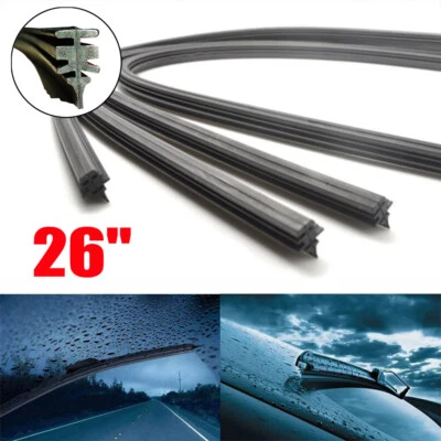 2x 26" 6mm Silicone Car Bus Windshield Frameless Wiper Blade Refill Accessories - Image 1 of 4