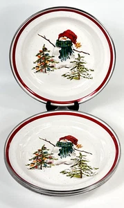 Vintage Hallmark Jan Karon Mitford Snowman Plates Set of 4 Enamelware 10.5" - Picture 1 of 8