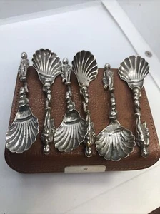 Seltenes antikes 6er Set aus massivem Silber Rokoko Salzlöffeln um 1765 Rw - Bild 1 von 4