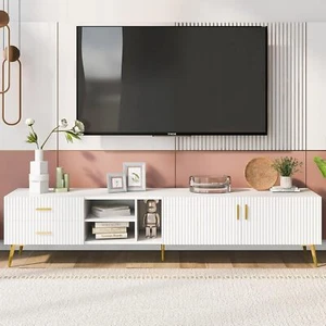 Mid-Century Modern TV Stand for TVs up to 77" Wooden Console Storage Cabinet - Picture 1 of 6