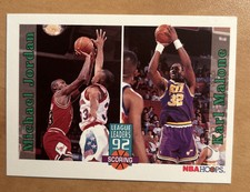 MICHAEL JORDAN CHICAGO BULLS 1992-93 HOOPS SCORING LEADERS KARL MALONE #320 CARD