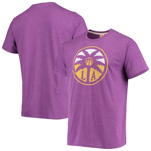 Women's Homage Purple Los Angeles Sparks Tri-Blend Logo T-Shirt Cover