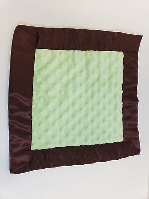Mint Green Baby Security Blanket Lovey Polka Dot Brown Silky Trim Dots Blankie • 10€