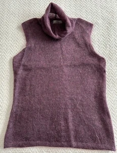 Brooks Brothers Women Maroon Turtleneck Sleeveless Sweater Mohair Wool Size M - Picture 1 of 13