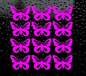 12 x CALCOMANÍAS DE MARIPOSA LOGOTIPO PARA FURGONETA COCHE PORTÁTIL PEGATINAS DE VINILO NIÑA COPA DE VINO - Imagen 1 de 5