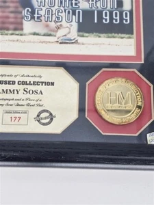 Sammy Sosa gerahmtes Display 63 HR Fotospiel gebraucht Fledermaus Münze Highland Mint - Bild 1 von 6