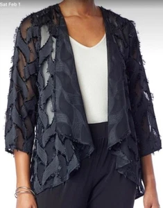 COLLEEN LOPEZ Novelty Woven Drape Front Topper XL Black NWOT - Picture 1 of 3