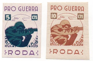 Sello Local Guerra Civil Roda -Cat. Guillamon 1163/1164.  ORD:1073 - Imagen 1 de 1