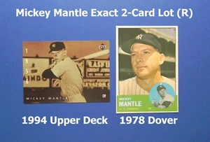 Mickey Mantle Exact 2-Card Lot (R) 1994 Upper Deck #5 and 1978 Dover Reprint #20 - Picture 1 of 4