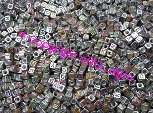 100 to 1000 Silver & Coloured Alphabet Mixed Letters Cube Beads 6mm 4 Jewellery - Picture 1 of 1