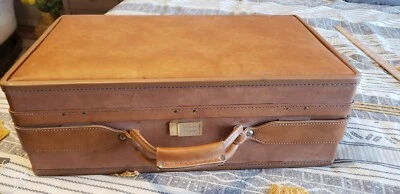 Vintage Hartmann Luggage Belting Brown Vinyl Paisley Lined Locks Work W/Key - Image 1 of 4