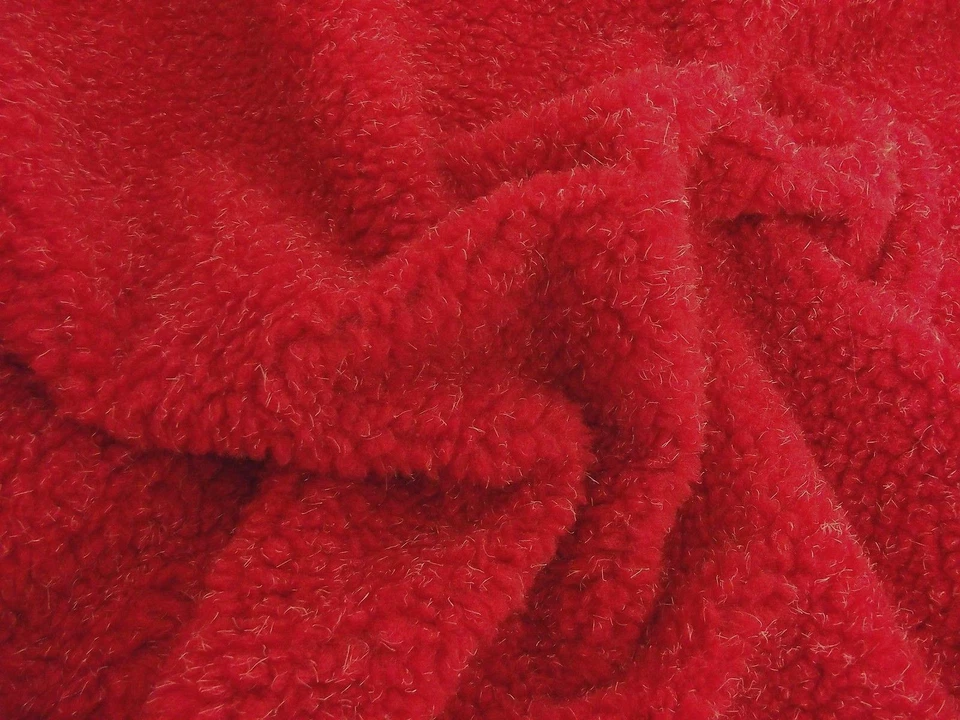 Faux Fur SHERPA FLEECE Sheepskin Fabric Material - CASHMERE RED - Image 1 of 1