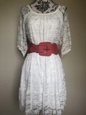 Vestido My Michelle Niñas Encaje Color Marfil Junior Mediano Mangas 3/4 Cinturón Incluido Foto 1 de 4