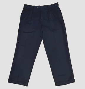 CROFT & BARROW Men's Navy Pleated Cuffed Pants Size 36 X 28-RN 37763 - Picture 1 of 11