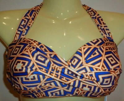Antonio Melani Size Medium MOLDED SOFT CUP Cobalt New Halter Bikini Swim Top - Image 1 of 4