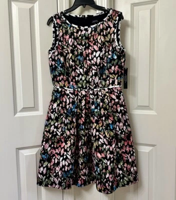 Tahari by ASL Floral Jacquard Fit-and-flare Dress, Size-8 - Image 1 of 4