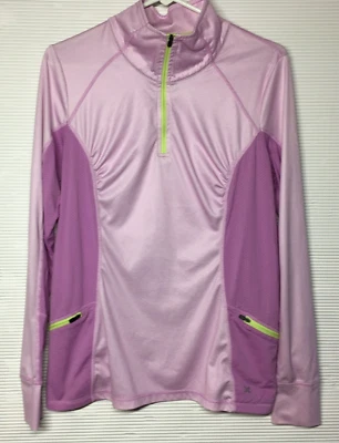 Xersion 1/4 Zip Pink Semi Fit Long Sleeve Womens Shirt Size L Thumbholes - Image 1 of 4