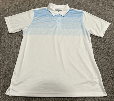 Men's Pebble Beach Polo Shirt Dry-Luxe Performance XXL White & Teal Blue Golf - Image 1 of 4