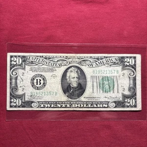 1934 A Series $20 Federal Reserve Note B19521357B, New York - Picture 1 of 2