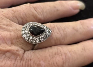 925 Sterling Silber Vintage schwarzer Onyx Cocktail Ring Gr. 8,5 - Bild 1 von 6