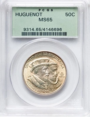 1924 Huguenot Commemorative Silver Half Dollar-PCGS MS 65 - 3.0 Green Holder - Image 1 of 2