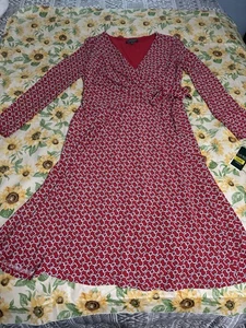 Lauren Ralph Lauren Faux Wickelkleid Damengröße 10 rot Jersey Kettendruck neu mit Etikett - Bild 1 von 11