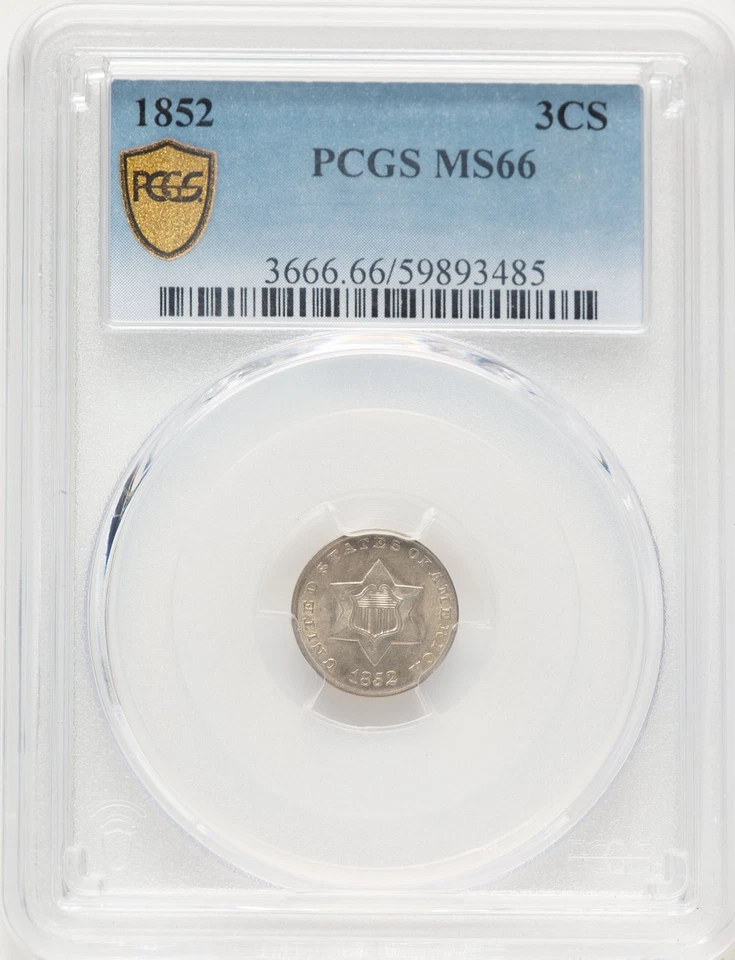 1852 3CS Three Cent Silver PCGS MS66 (782957010) - Image 1 of 2