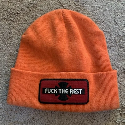 FW12 Supreme x Independent UCK THE REST Orange beanie vintage Very Rare Hat 2012 - Image 1 of 4