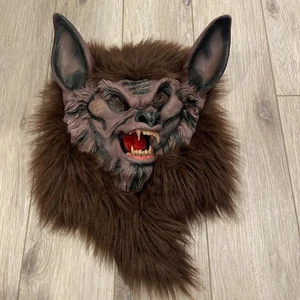 Ferocious Fangs Werewolf Adult Mens Mask Head Halloween Accessory Brown Wolf - Picture 1 of 2