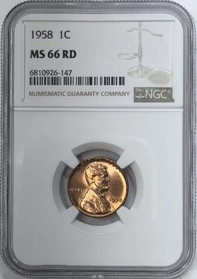 1958 Lincoln Wheat Cent NGC MS66 RD - Image 1 of 2