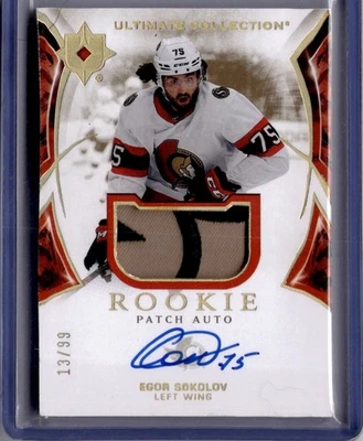 Egor Sokolov Ultmate Colletion Rookie Patch Auto /99 2021-22 Upper Deck Ultimate - Image 1 of 2