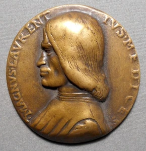 Italy: The Great Lorenzo de’ Medici (Blank Embossment). Bronze, 77mm, xf, mod - Picture 1 of 2