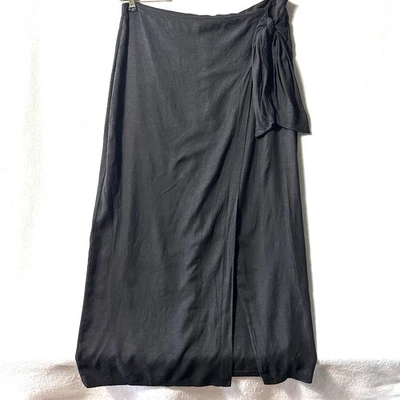 Jason Wu размер 8 черный искусственный надежном midi юбка льняной разрез галстук - Изображение 1 из 4