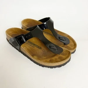 Birkenstock Black Gizeh Patent Leather Sandals Size 7 - Picture 1 of 9