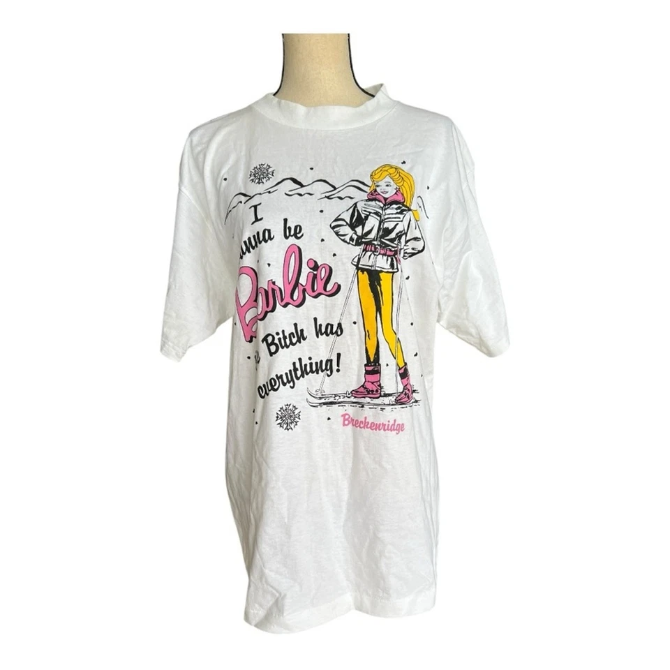 Camiseta Barbie blanca vintage años 80 Alore Breckenridge talla L Foto 1 de 4