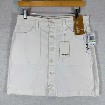 NWT- Kensie Jeans The High Rise Skirt White Denim Women sz 8/29 Foto 1 de 4