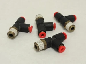 205324 Old-Stock; SMC KQY01-34S Lot-4; Male Run Tee; 1/8" Tube x2 To 1/8 NPT - Picture 1 of 4