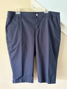 Lane Bryant Capri Gr. 18 DUNKELBLAU Pedal-Stil hoher Bund Hose neu mit Etikett - Bild 1 von 16