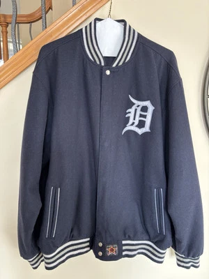 MLB JH Design Detroit Tigers Navy Wool Blend American League Varsity Jacket 2XL - Image 1 of 4