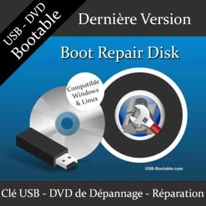 Clé USB ou DVD Bootable Boot Repair Disk + Guide PDF d'utilisation - Photo 1/3