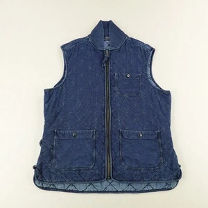 Polo Lauren Ralph Lauren Vest Men Medium Blue Indigo Diamond Quilted Full Zip Up - Picture 1 of 9
