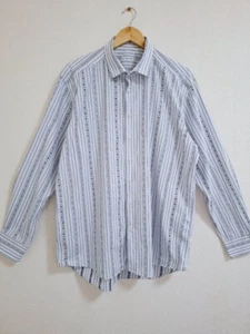 Etro White Blue shirt vertical stripe pattern cutlery print ITALY Sz 45 / XXL - Picture 1 of 22